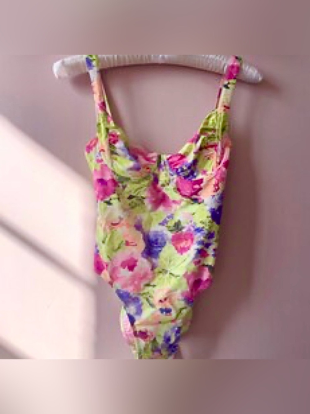 Vintage 1990s Neon Floral One Piece Swim